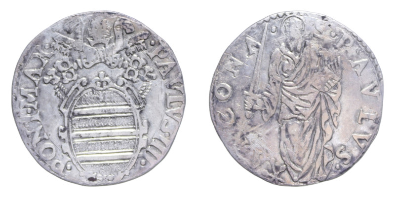 ANCONA PAOLO IV (1555-1559) GIULIO AG. 3,02 GR. MIR. 1034 C BB