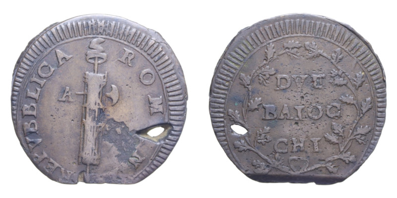 ANCONA REPUBBLICA ROMANA (1798-1799) DUE BAIOCCHI CU. 16,90 GR. MIR. 2883/1 R BB...