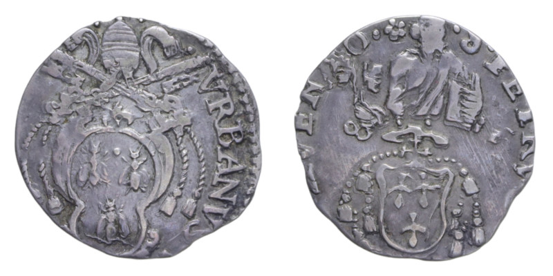 AVIGNONE URBANO VIII (1623-1644) BARBERINO AG. 2,63 GR. MIR. 1744 R BB (TOSATO)