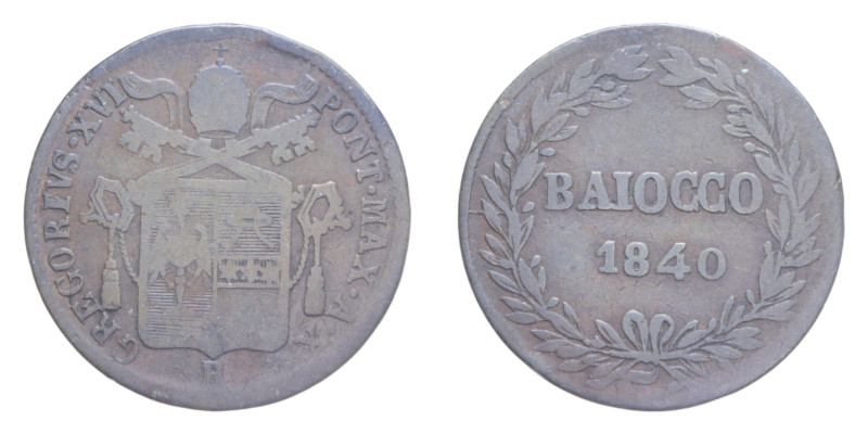 BOLOGNA GREGORIO XVI (1831-1846) BAIOCCO 1840 AN. X CU. 9,07 GR. MIR 3110/13 R M...