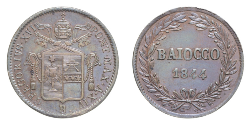 BOLOGNA GREGORIO XVI (1831-1846) BAIOCCO 1844 AN. XIV CU. 9,85 GR. MIR 3110/27 C...