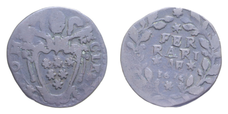 FERRARA CLEMENTE X (1670-1676) MEZZO BAIOCCO 1675 CU. 6,81 GR. MIR. 1975/2 R qBB