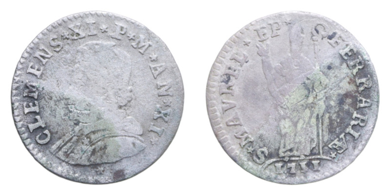 FERRARA CLEMENTE XI (1700-1721) MURAIOLA DA 4 BAIOCCHI 1711 MI. 2,49 GR. MIR. 23...