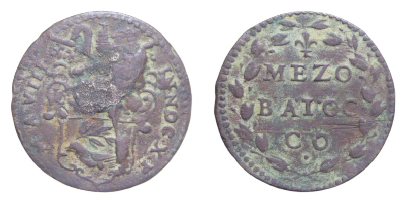 GUBBIO INNOCENZO X (1644-1655) MEZZO BAIOCCO CU. 7,25 GR. MIR. 1833/1 R MB-BB