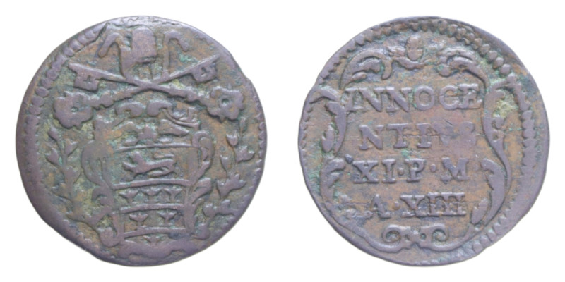 GUBBIO INNOCENZO XI (1676-1689) QUATTRINO CU. 3,23 GR. MIR. 2060/26 R BB