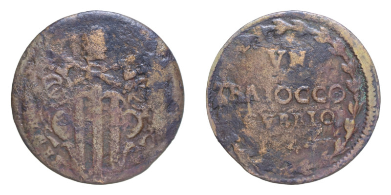 GUBBIO BENEDETTO XIV (1740-1758) UN BAIOCCO 1742 CU. 9,81 GR. MIR. 2654/10? R MB...