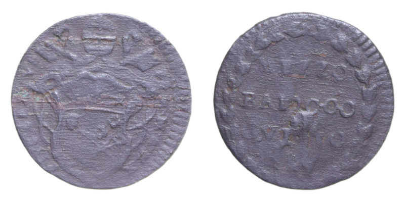 GUBBIO PIO VI (1775-1799) MEZZO BAIOCCO AN. XX CU. 3,35 GR. MIR. 2942/5 RR MB+