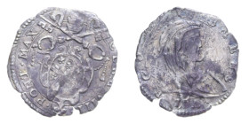 ROMA CLEMENTE VIII (1592-1605) MEZZO GROSSO AG. 0,57 GR. MIR. 1451/2 R qBB