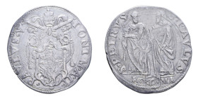 ROMA PAOLO V (1605-1621) TESTONE AN. II AG. 9,39 GR. MIR. 1527/2 R BB+