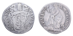 ROMA PAOLO V (1605-1621) TESTONE 1612 AN. VII AG. 9,33 GR. MIR. 1544/22 C qBB/BB