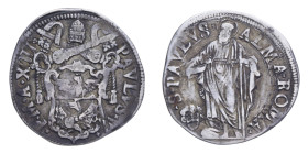 ROMA PAOLO V (1605-1621) TESTONE AN. XII AG. 9,50 GR. MIR. 1545/7 R BB