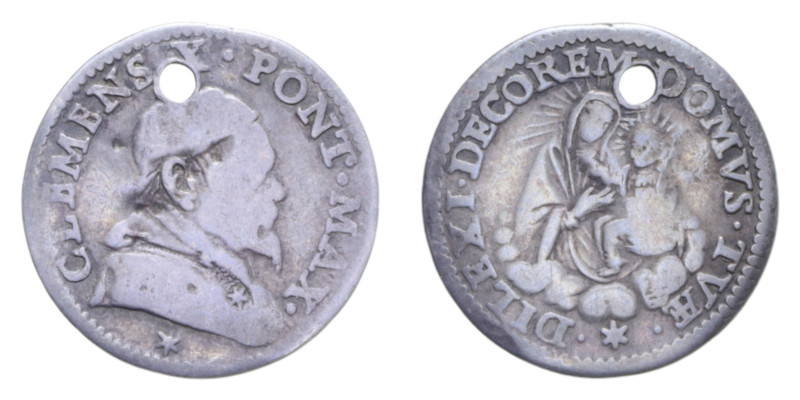ROMA CLEMENTE X (1670-1676) MEZZO GROSSO AG. 0,85 GR. MIR. 1968/1 R MB-BB (FORO)