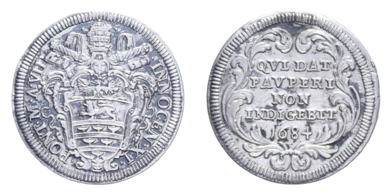 ROMA INNOCENZO XI (1676-1689) GIULIO 1684 AG. 2,78 GR. MIR. 2036/1 C BB+