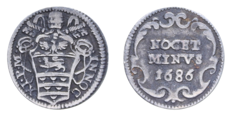 ROMA INNOCENZO XI (1676-1689) MEZZO GROSSO 1686 AG. 0,69 GR. MIR. 2039/10 C BB