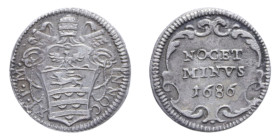 ROMA INNOCENZO XI (1676-1689) MEZZO GROSSO 1686 AG. 0,67 GR. MIR. 2039/10 C BB-SPL