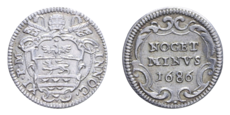 ROMA INNOCENZO XI (1676-1689) MEZZO GROSSO 1686 AG. 0,67 GR. MIR. 2039/11 C BB-S...