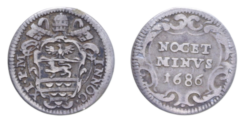 ROMA INNOCENZO XI (1676-1689) MEZZO GROSSO 1686 AG. 0,70 GR. MIR. 2039/11 C BB