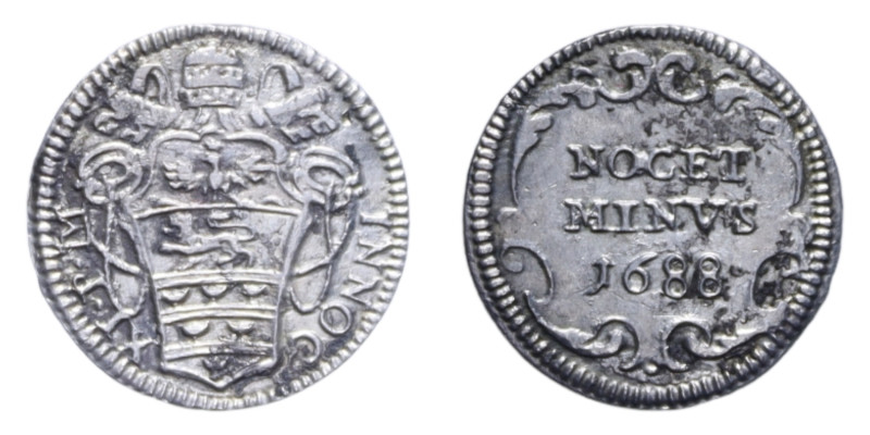 ROMA INNOCENZO XI (1676-1689) MEZZO GROSSO 1688 AG. 0,61 GR. MIR. 2039/12 C BB-S...