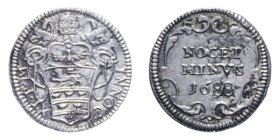ROMA INNOCENZO XI (1676-1689) MEZZO GROSSO 1688 AG. 0,61 GR. MIR. 2039/12 C BB-SPL