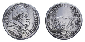 ROMA ALESSANDRO VIII (1689-1691) TESTONE 1690 AG. 8,87 GR. MIR. 2084/1 C qBB