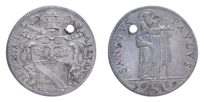 ROMA ALESSANDRO VIII (1689-1691) GIULIO 1689 AG. 3,00 GR. MIR. 2089/1 RRR BB+ (F...