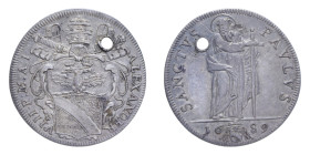 ROMA ALESSANDRO VIII (1689-1691) GIULIO 1689 AG. 3,00 GR. MIR. 2089/1 RRR BB+ (FORATA)