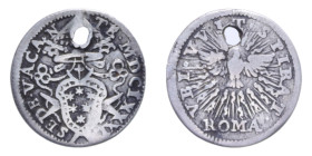ROMA SEDE VACANTE (1691) MEZZO GROSSO AG. 0,60 GR. MIR. 2109/1 R MB-BB (FORATA)