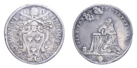ROMA INNOCENZO XII (1691-1700) MEZZA PIASTRA 1697 AG. 15,80 GR. MIR. 2138/2 R BB (MONTATURA RIMOSSA)