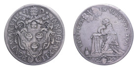 ROMA INNOCENZO XII (1691-1700) MEZZA PIASTRA AG. 15,78 GR. MIR. 2138/3 R BB+/BB
