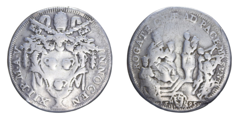 ROMA INNOCENZO XII (1691-1700) TESTONE 1695 AG. 8,28 GR. MIR. 2147/1 R MB-BB (MO...