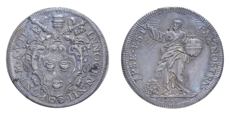 ROMA INNOCENZO XII (1691-1700) TESTONE 1698 AG. 9,02 GR. MIR. 2149/1 R BB+ (APPI...