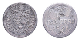 ROMA INNOCENZO XII (1691-1700) MEZZO GROSSO 1698 AG. 0,79 GR. MIR. 2168/10 C qBB