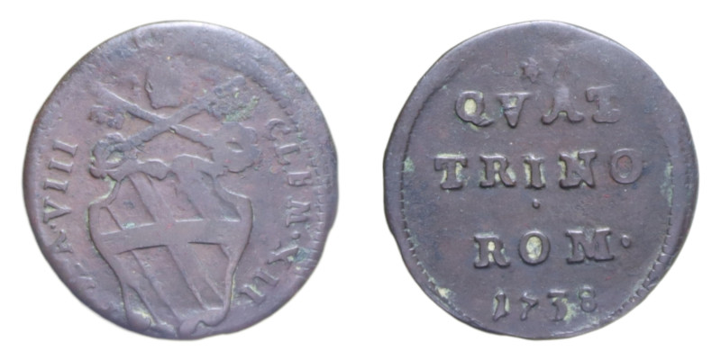 ROMA CLEMENTE XII (1730-1740) QUATTRINO 1738 AN. VIII CU. 2,42 GR. MIR. 2534/2 N...