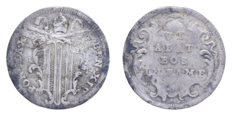 ROMA BENEDETTO XIV (1740-1758) GROSSO AN. X AG. 1,22 GR. MIR. 2614/9 RR qBB