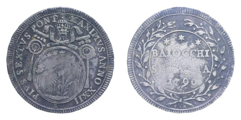 ROMA PIO VI (1775-1799) 60 BAIOCCHI 1796 AN. XXII MI. 16,95 GR. MIR. 2774/1 NC B...