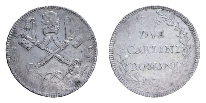 ROMA PIO VI (1775-1799) 2 CARLINI AN. VII MI. 5,65 GR. MIR. 2780/6 NC BB+