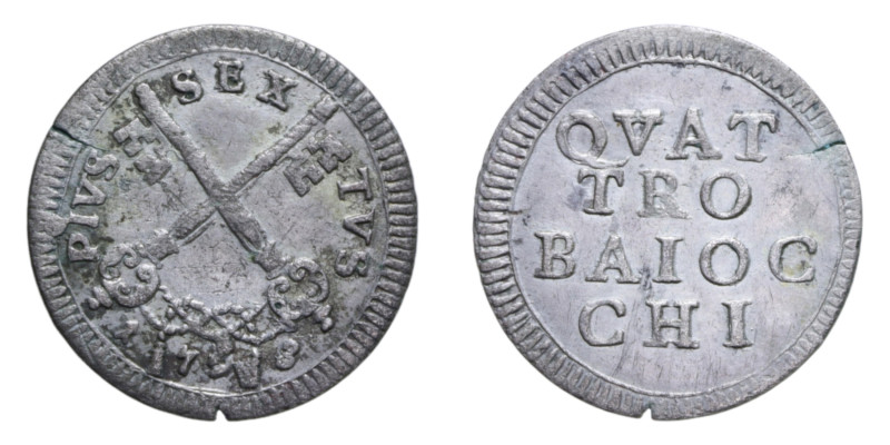 ROMA PIO VI (1775-1799) 4 BAIOCCHI 1793 MI. 2,29 GR. MIR. 2788/2 C BB+/BB-SPL