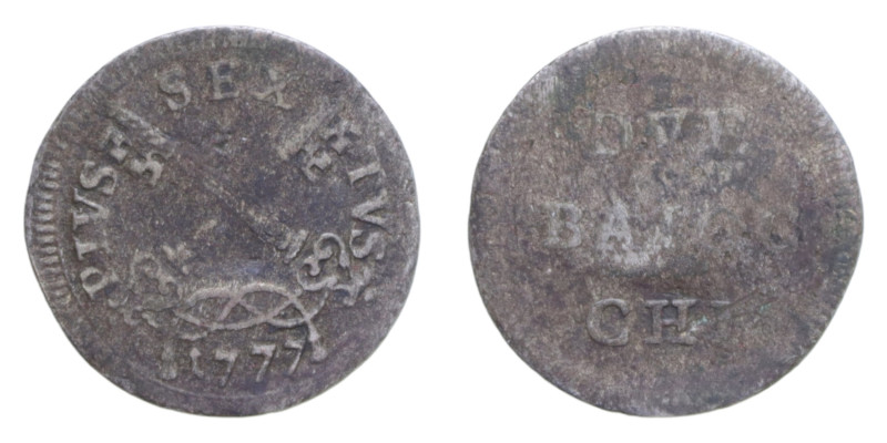 ROMA PIO VI (1775-1799) 2 BAIOCCHI 1777 MI. 1,33 GR. MIR. 2789/1 R MB-BB