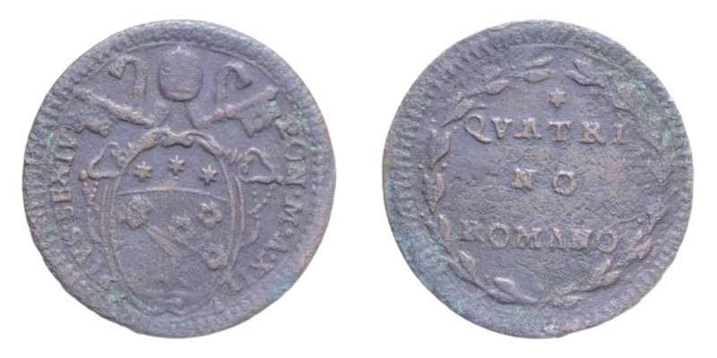 ROMA PIO VI (1775-1799) QUATTRINO AN. XII CU. 1,91 GR. MIR. 2794/7 NC qBB