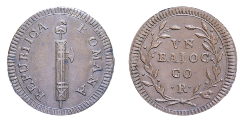 ROMA REPUBBLICA ROMANA (1798-1799) BAIOCCO CU. 6,78 GR. MIR. 2873/1 R (PER IL MU...