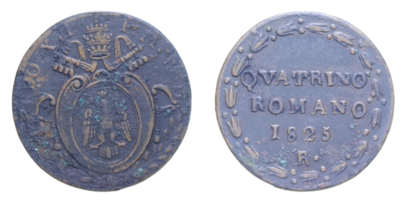 ROMA LEONE XII (1823-1829) QUATTRINO 1825 CU. 2,27 GR. MIR 3079/4 C qBB/BB+