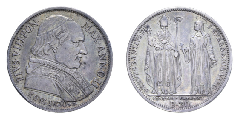 ROMA PIO VIII (1829-1830) TESTONE DA 30 BAIOCCHI 1830 AG. 7,89 GR. MIR 3085/1 R ...