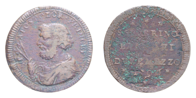 SAN SEVERINO PIO VI (1775-1799) SAMPIETRINO DA 2,5 BAIOCCHI 1796 CU. 16,10 GR. M...