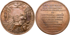 On the Sacred league between Russia, Poland, Venice 
and the Holy Roman Empire against the Turks, 1687. Medal. Bronze. 45 mm. By Hautsch and Lauffer....