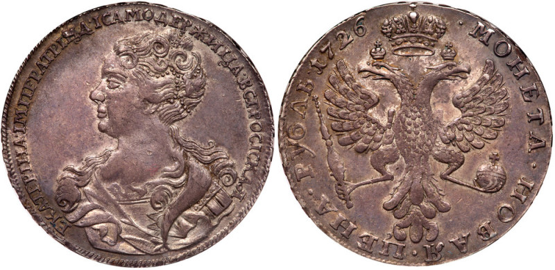Rouble 1726. Moscow, Red mint.
Bit 28, Diakov 14, Sev 820 (S). Authenticated an...