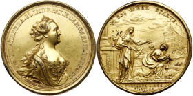 On the Establishment of the Orphan’s Hospital in St. Petersburg, 1763.
Medal. Gilt Bronze. 51 mm. By T. Ivanov and J.G Waechter. Diakov 123.1, Sm 248...