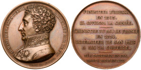 Homage to Armand du Plessis, Governor of Odessa, on his death 1822
Medal. Bronze. 41.5 mm. By Dieudonné. Uniformed bust of du Plessis left / Nine-lin...
