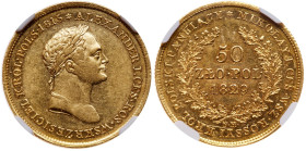 Russo-Polish Issues
50 Zlotych 1829 FH. GOLD.
Bit 978, Fr 109. Authenticated and graded by NGC AU 53 (#6349791-002). About uncirculated.
