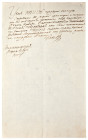 Autographed Document Signed by Emperor Paul
Decree, one page, folio, St. Petersburg, March 22, 1800.
Written in ink entirely in Emperor Paul’s hand....