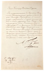 Award Document Signed by Emperor Alexander I
Decree to the Imperial Chapter for the issuance of Orders, 
one page, folio, St. Petersburg, March 29, ...